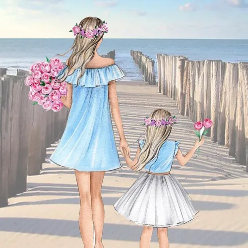 Мама Картинки две женщины в платьях и стоящие на пляже