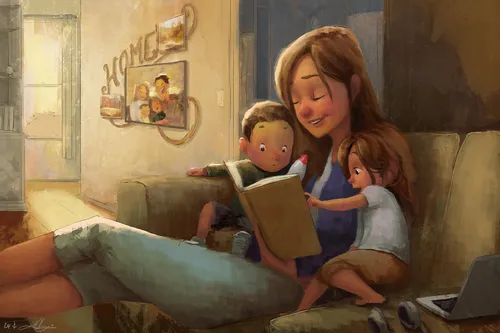 Мама Картинки человек, читающий книгу мальчику