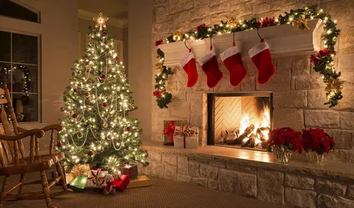 На Новый Год Картинки рождественская елка в комнате