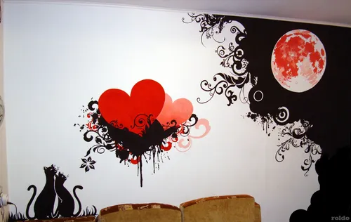 Рисунки Картинки стена с рисунком петуха и кота