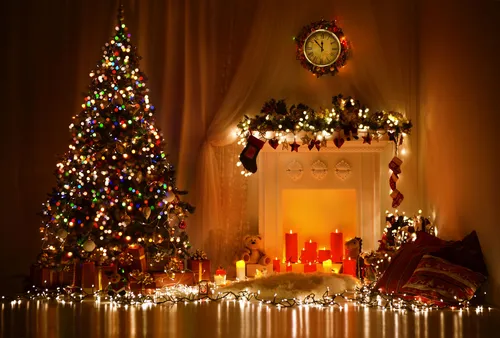 Красивая Новогодняя Картинка Картинки новогодняя елка со свечами и украшениями
