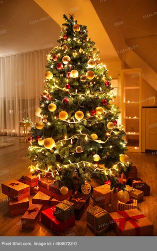 Красивая Новогодняя Картинка Картинки рождественская елка с подарками под ней