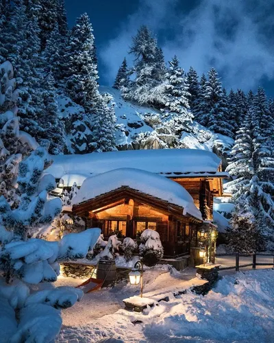 Красивые Новогодние Картинки домик в снегу