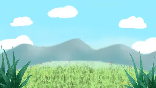 Лунтик Картинки травяное поле с горой на заднем плане