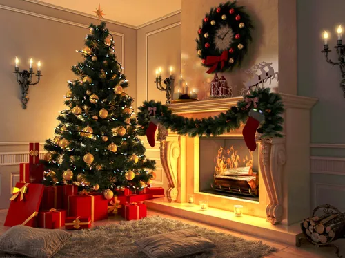 Новогодние 2022 Картинки рождественская елка в комнате