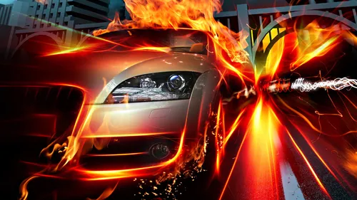 Крутые Фото автомобиль с пламенем, выходящим из него