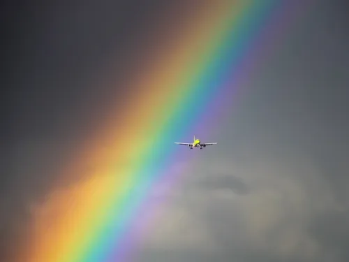 Радуга Картинки самолет, летящий в небе