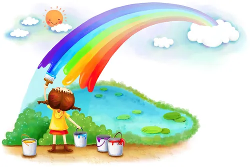 Радуга Картинки ребенок рисует радугу