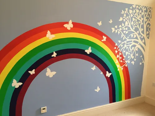 Радуга Картинки радуга, нарисованная на стене