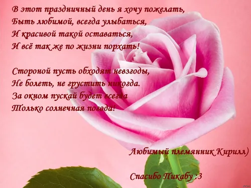 С Днем Рождения Тетя Картинки розовая роза с зелеными листьями