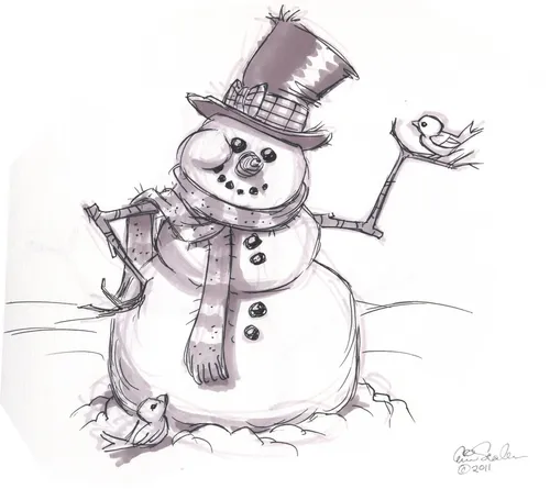 Снеговик Картинки рисунок снеговика