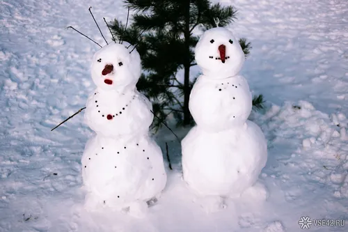 Снеговик Картинки два снеговика на снегу