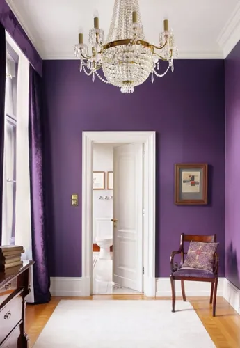 Фиолетовые Картинки комната с люстрой и стулом