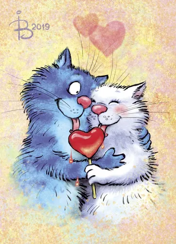 14 Февраля Картинки кошка с нарисованным сердцем