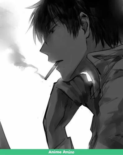 Аниме Грустные Картинки человек, курящий сигарету