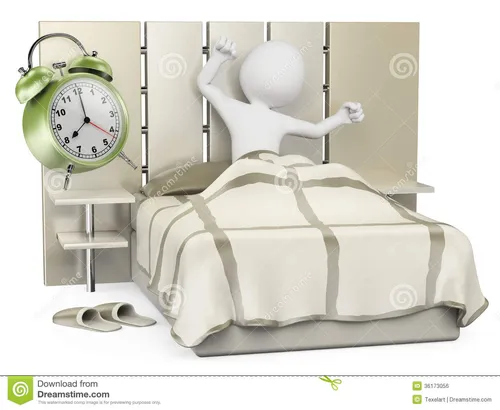Доброе Утро 3Д Картинки кровать с часами и подушкой