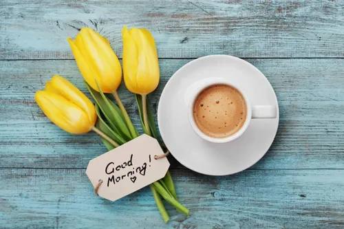 Доброе Утро 3Д Картинки чашка чая с цветком