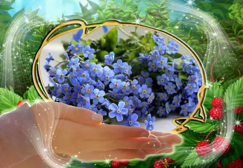 Доброе Утро 3Д Картинки чаша голубых цветов
