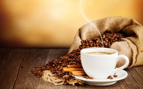 Доброе Утро 3Д Картинки чашка кофе и пакетик кофе на столе