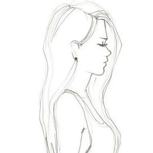 Для Срисовывания Картинки женский профиль с длинными волосами