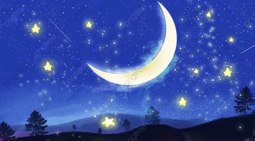 Звезды Картинки звездное ночное небо с полумесяцем и звездами