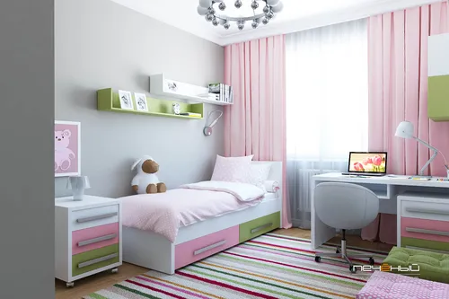 Комнаты Картинки спальня с розовыми шторами