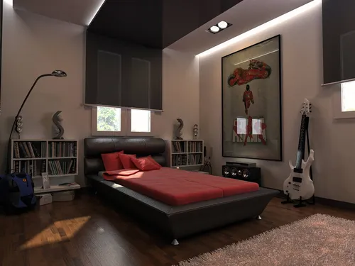 Комнаты Картинки гостиная с красным диваном