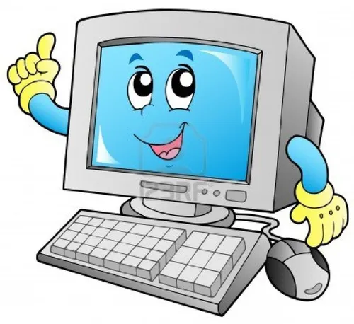 Компьютер Картинки компьютер с мультипликационным персонажем на экране