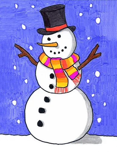 Снеговика Картинки снеговик в шапке и шарфе на голубой поверхности