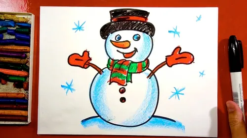 Снеговика Картинки рука, держащая рисунок снеговика