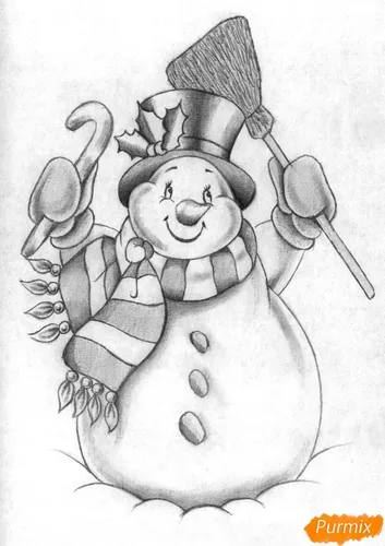 Снеговика Картинки рисунок пары снеговиков
