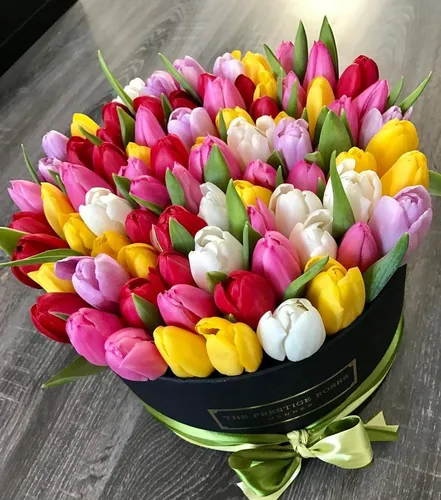 Тюльпаны Картинки чаша с разноцветными цветами