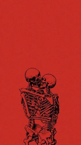 Скелеты Обои на телефон красно-черный рисунок человека с бородой