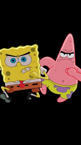 Спанч Боб И Патрик Обои на телефон мультипликационный персонаж с розовым предметом
