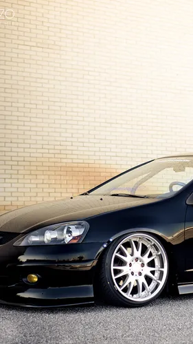 Хонда Обои на телефон черный автомобиль, припаркованный перед кирпичной стеной