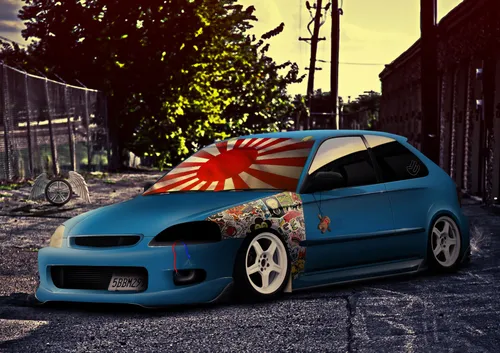 Хонда Обои на телефон автомобиль с нарисованным на нем флагом