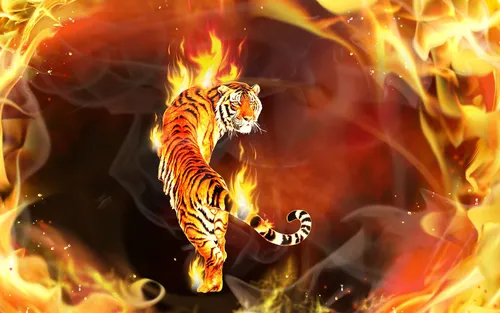Огненные Обои на телефон тигр плавает в воде