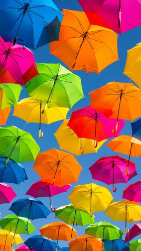 Радужный Обои на телефон группа разноцветных зонтов