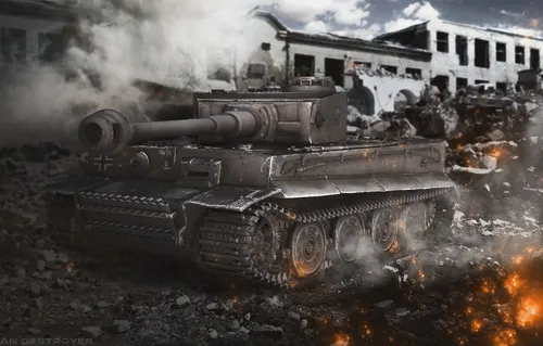 Танк Тигр Обои на телефон танк в огне