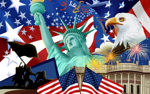 Флаг Америки Обои на телефон группа флагов и птица
