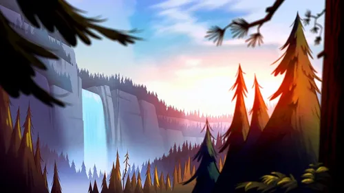 Gravity Falls Обои на телефон мультфильм о закате