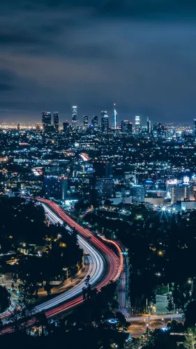 Los Angeles Обои на телефон город с автострадой и автомобилями