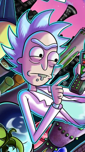 Rick And Morty Обои на телефон карикатура фиолетового существа