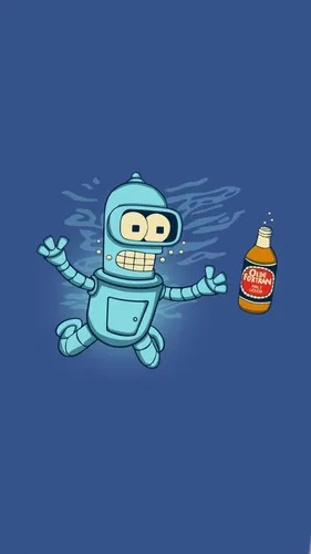 Бендер Обои на телефон карикатура лягушки, держащей бутылку пива