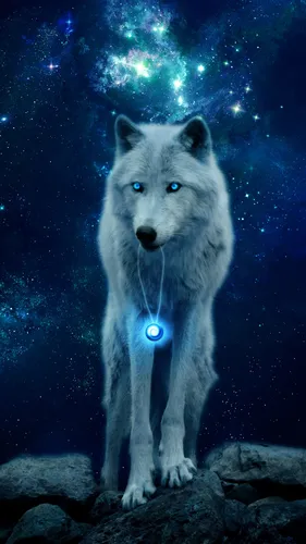 Волк Hd Обои на телефон белый волк с синим шариком во рту