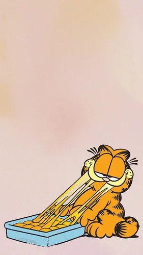 Гарфилд Обои на телефон желто-черный мультипликационный персонаж