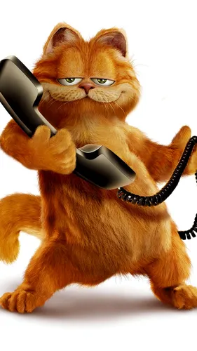 Гарфилд Обои на телефон кот с телефоном