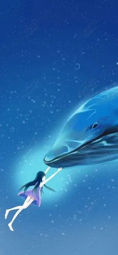 Кит Обои на телефон человек, плавающий с дельфином