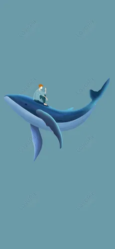 Кит Обои на телефон человек на акуле