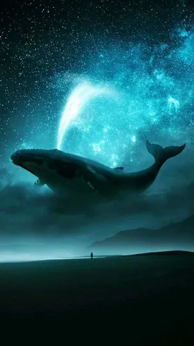 Кит Обои на телефон кит под звездами
